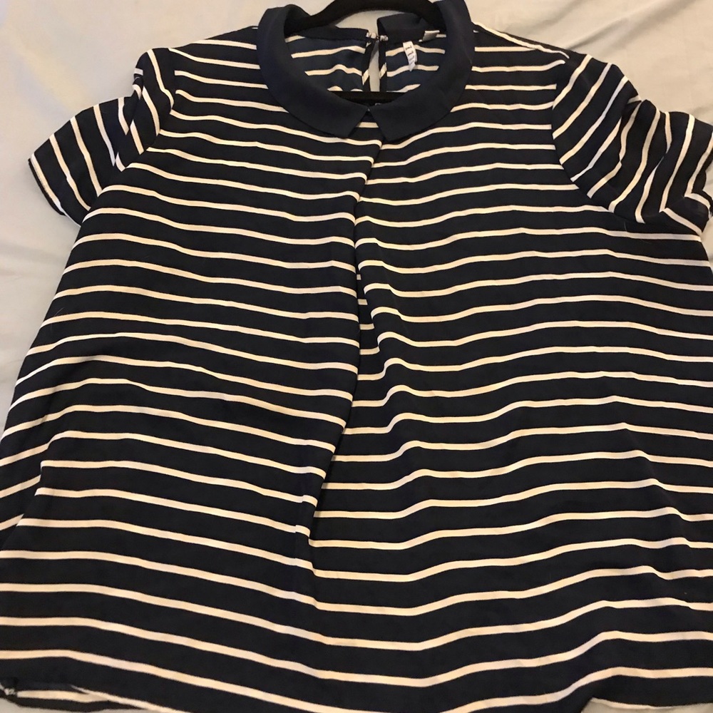 Navy & White striped blouse